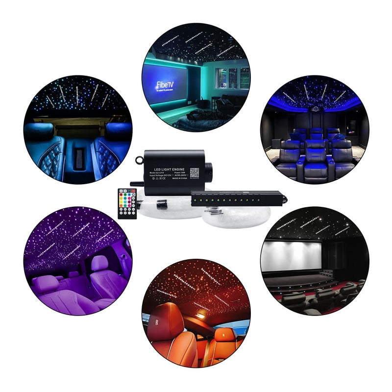 AKEPO 16W Car Home RGBW APP + Music Control + Shooting Star Fiber Optic Lights Star Ceiling Light Kit, Fiber Cable 550pcs 0.75mm 13.1ft/4m + 28key Musical Remote - Image 4